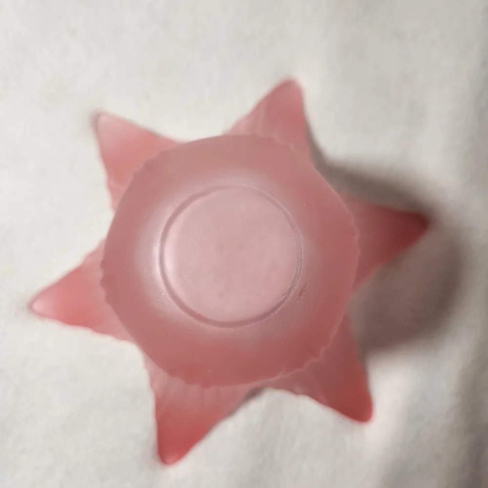 Vintage Partylite Frosted Glass Pink Tulip Tea Light Candle Holder